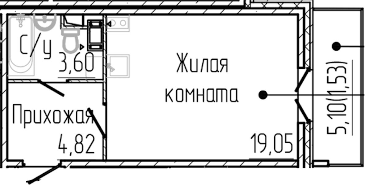 Квартира студия 29 м², 2/4 эт., ЖК «SERTOLOVO PARK»